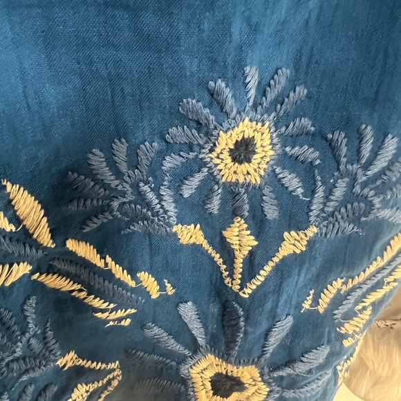 FREE PEOPLE Sardinia Sun Embroidered Boho Mini Dress in Out of the Blue - Picture 6 of 8